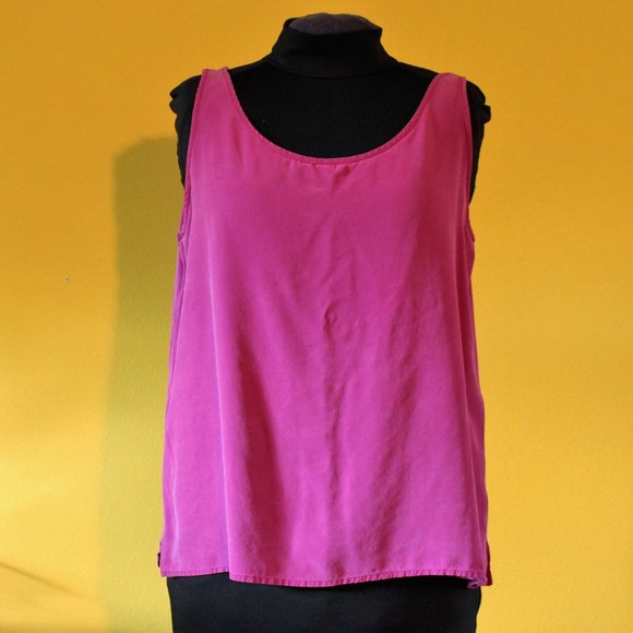 90s Vintage Pink Double Layered Silk Shell Sz L - Picture 1 of 8